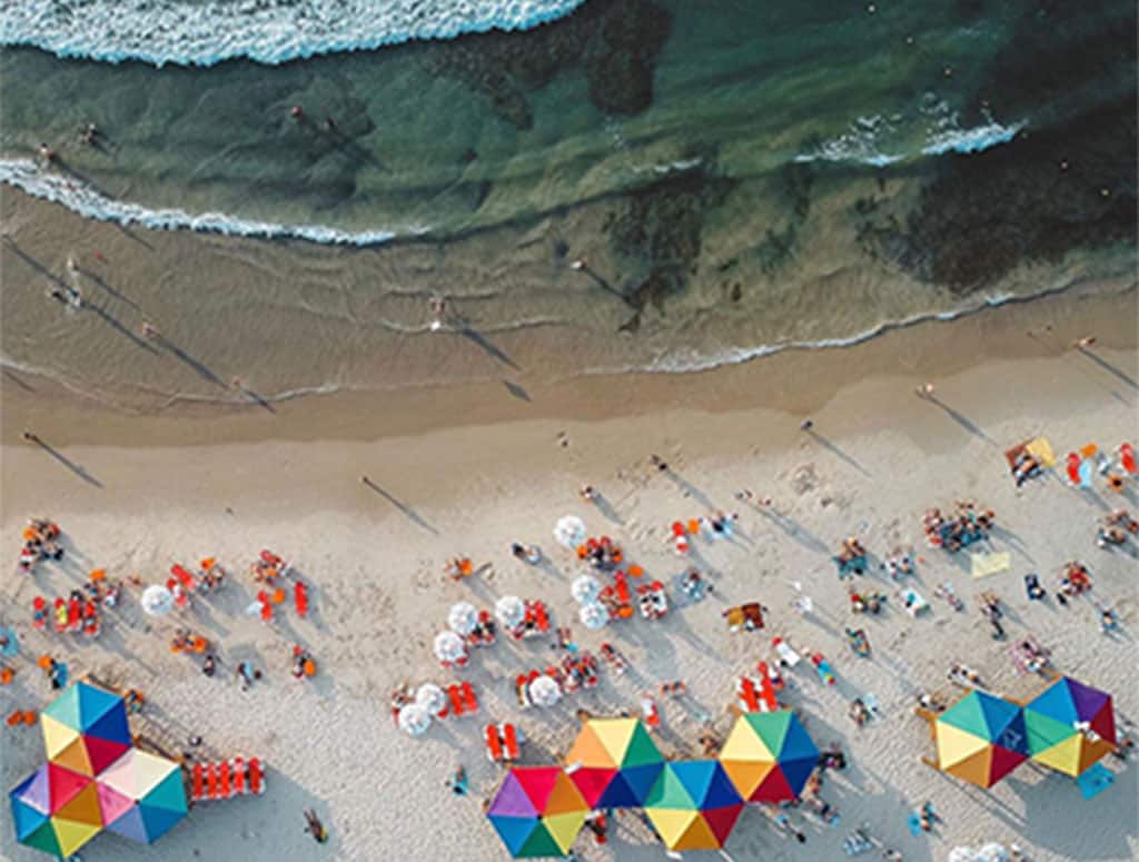 Tel Aviv beach in a drone photo
