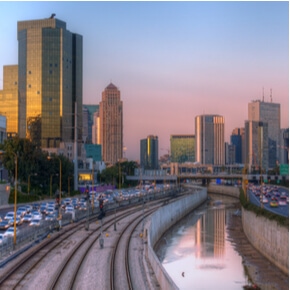 Ayalon Highway at the sunset