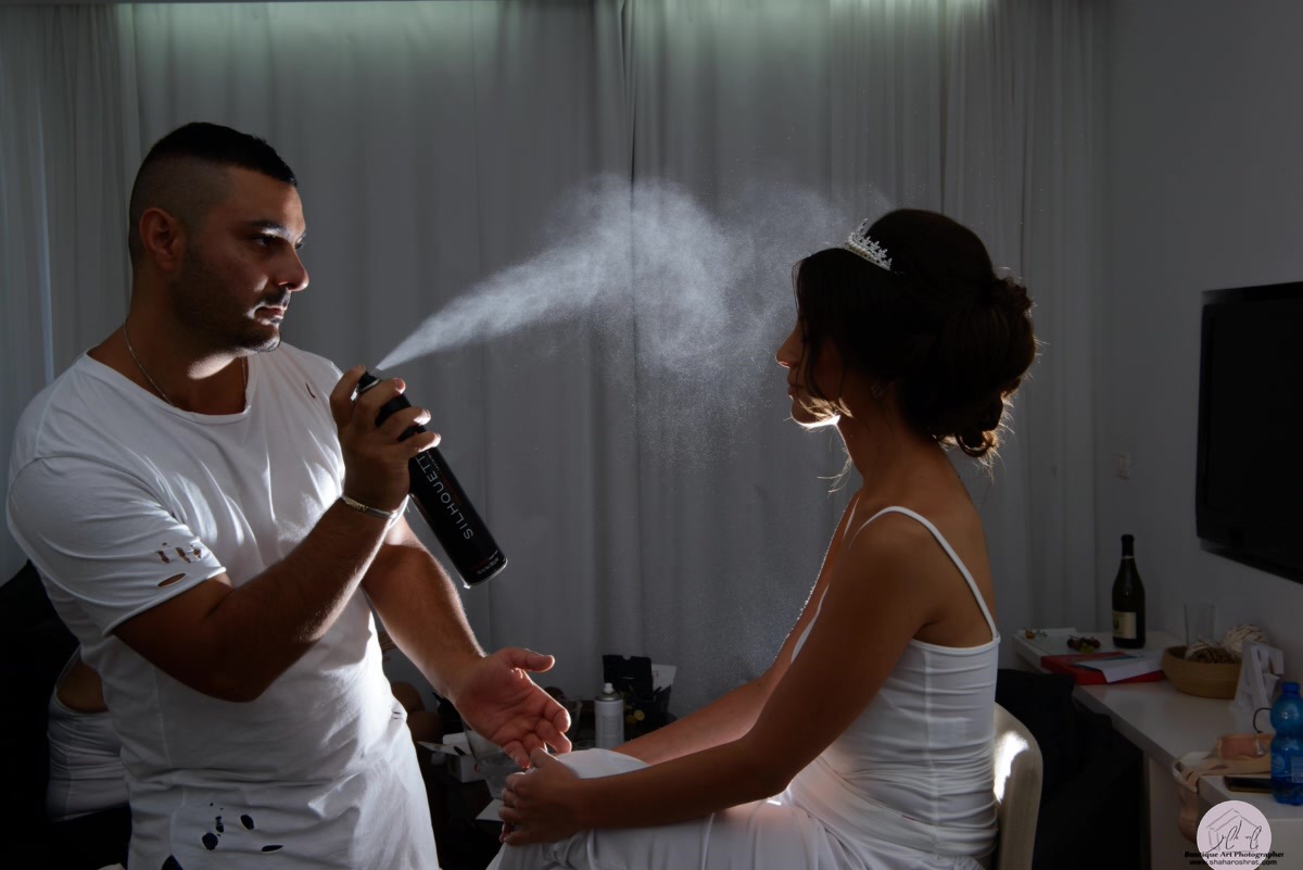 A bride is getting ready for her wedding day